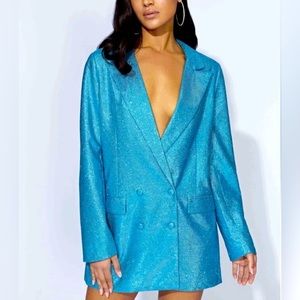 Meshki Blazer Dress Glitter Blue/Aquamarine. New with tags.